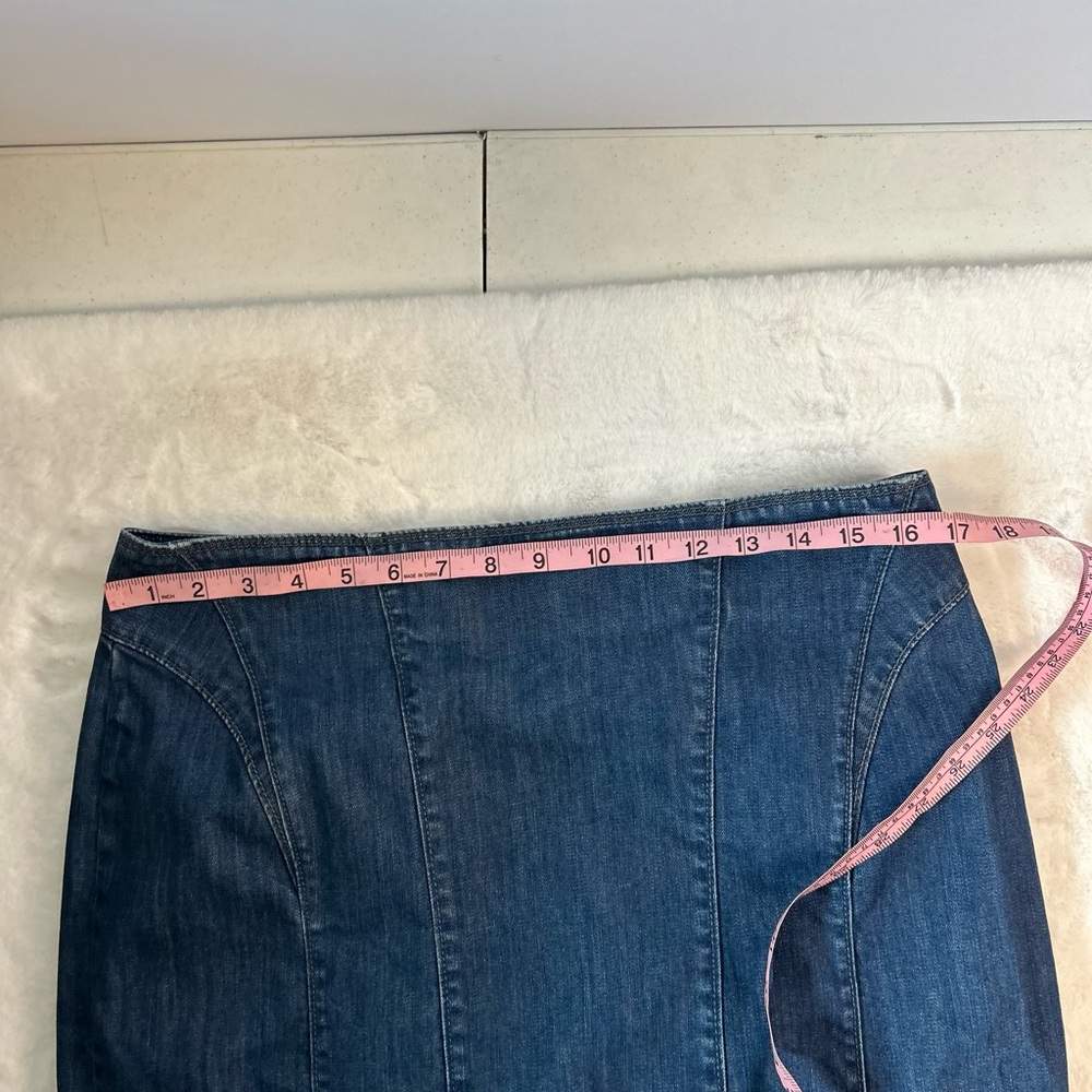 Ann Taylor Denim Pencil Skirt Women’s Size 12 Blue Stretch Midi Skirt - Picture 9 of 11